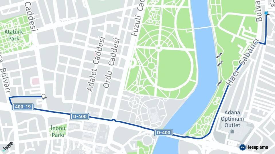 Adana Yüreğir Seyhan Arası Kaç Km - Yol Haritası