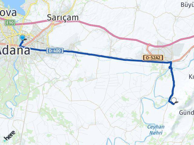 Adana Yüreğir Vayvaylı Yüreğir Arası Kaç Km - Yol Haritası