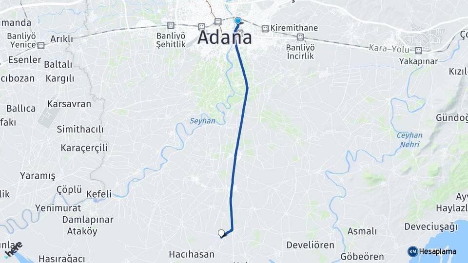Adana Yüreğir Yenice Yüreğir Arası Kaç Km - Yol Haritası