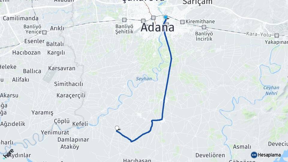 Adana Yüreğir Yeniköy Yüreğir Arası Kaç Km - Yol Haritası