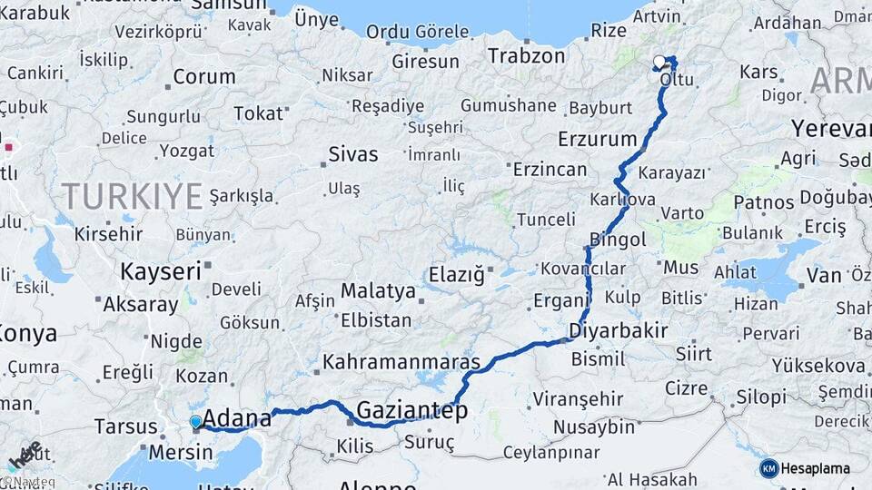 Adana Yusufeli Artvin Arası Kaç Km - Yol Haritası