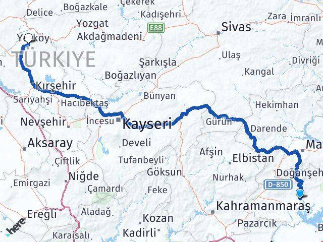 Adıyaman Akçakent Kırşehir Arası Kaç Km - Yol Haritası