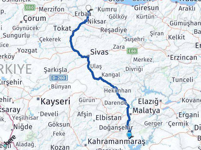 Adıyaman Akkuş Ordu Arası Kaç Km - Yol Haritası