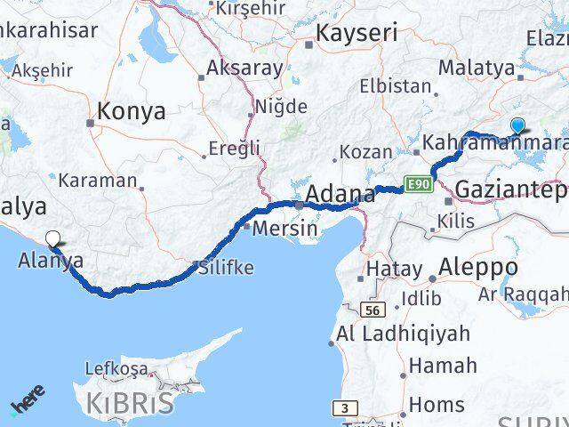 Adıyaman Alanya Antalya Arası Kaç Km - Yol Haritası