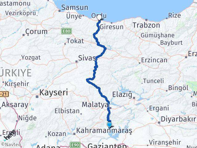 Adıyaman Altınordu Arası Kaç Km - Yol Haritası