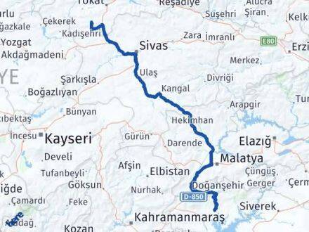 Adıyaman Artova Tokat Arası Kaç Km - Yol Haritası