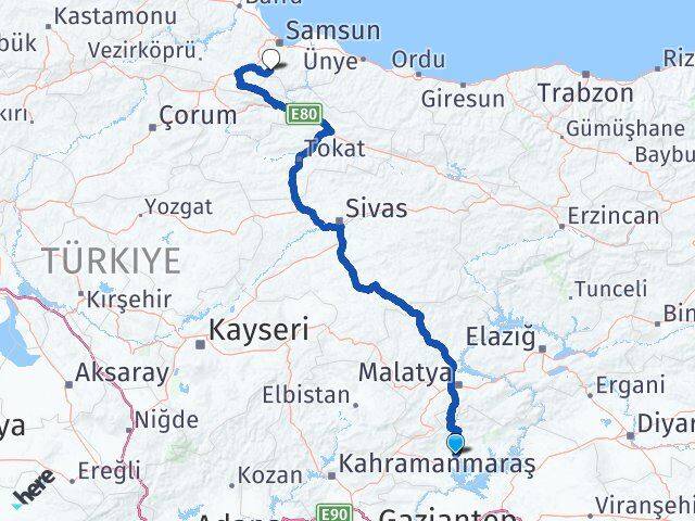 Adıyaman Asarcık Samsun Arası Kaç Km - Yol Haritası
