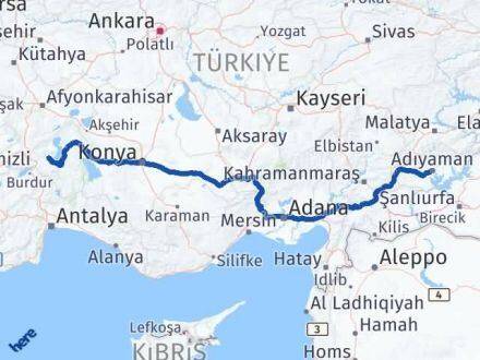 Adıyaman Atabey Isparta Arası Kaç Km - Yol Haritası