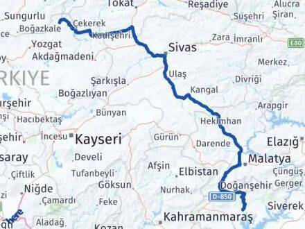 Adıyaman Aydıncık Yozgat Arası Kaç Km - Yol Haritası