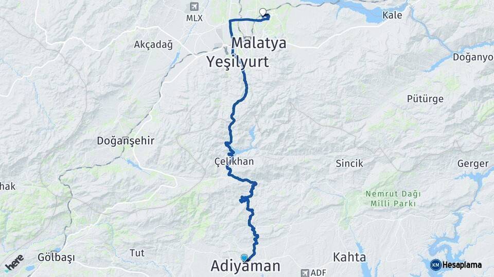 Adıyaman Battalgazi Malatya Arası Kaç Km - Yol Haritası