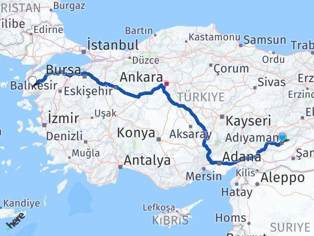 Adıyaman Bayramiç Çanakkale Arası Kaç Km - Yol Haritası