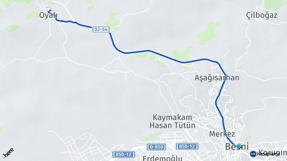 Adıyaman Besni Oyalı Besni Arası Kaç Km - Yol Haritası