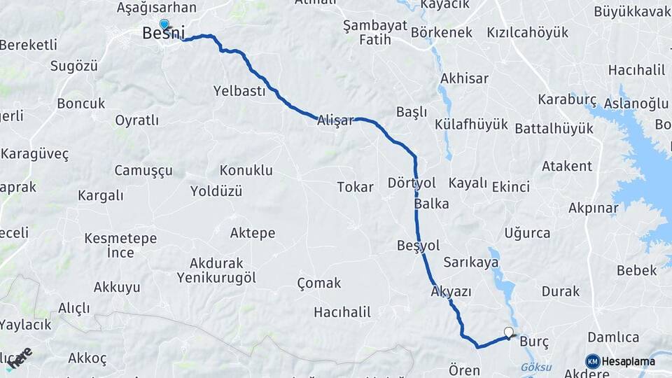 Adıyaman Besni Sayören Besni Arası Kaç Km - Yol Haritası