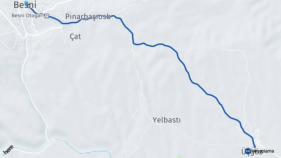 Adıyaman Besni Üçgöz Besni Arası Kaç Km - Yol Haritası