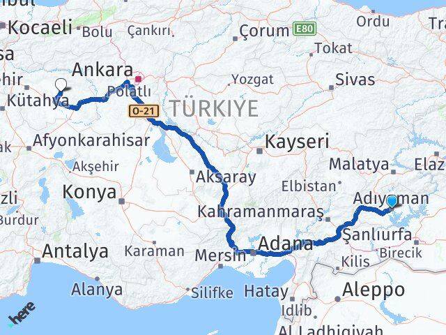 Adıyaman Beylikova Eskişehir Arası Kaç Km - Yol Haritası