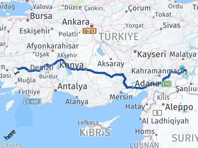 Adıyaman Bozdoğan Aydın Arası Kaç Km - Yol Haritası