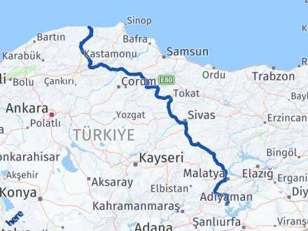 Adıyaman Bozkurt Kastamonu Arası Kaç Km - Yol Haritası