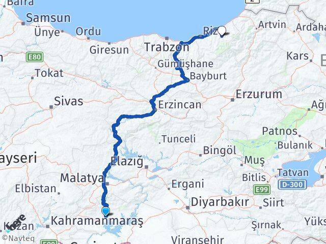 Adıyaman Çamlıhemşin Rize Arası Kaç Km - Yol Haritası