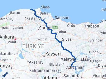 Adıyaman Çatalzeytin Kastamonu Arası Kaç Km - Yol Haritası