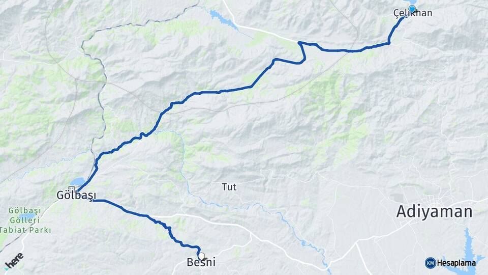 Adıyaman Çelikhan Besni Arası Kaç Km - Yol Haritası