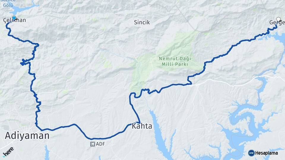 Adıyaman Çelikhan Gerger Arası Kaç Km - Yol Haritası