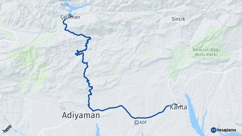 Adıyaman Çelikhan Kahta Arası Kaç Km - Yol Haritası