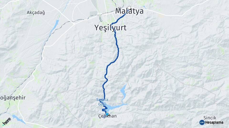 Adıyaman Çelikhan Malatya Arası Kaç Km - Yol Haritası