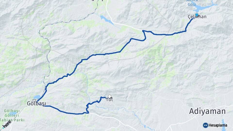 Adıyaman Çelikhan Tut Arası Kaç Km - Yol Haritası