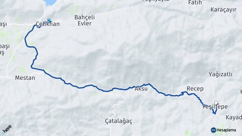Adıyaman Çelikhan Yeşiltepe Çelikhan Arası Kaç Km - Yol Haritası