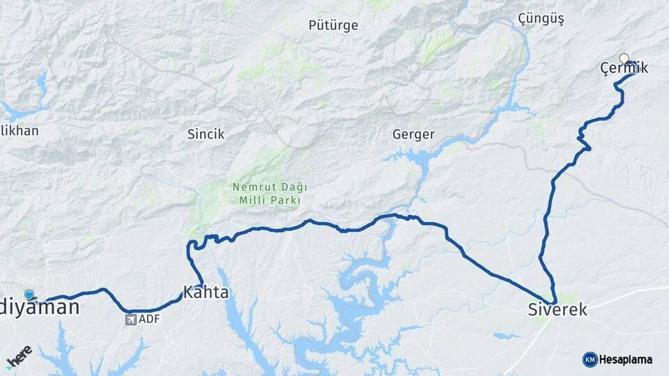 Adıyaman Çermik Diyarbakır Arası Kaç Km - Yol Haritası