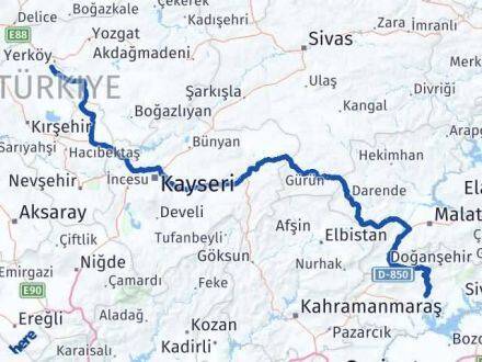 Adıyaman Çiçekdağı Kırşehir Arası Kaç Km - Yol Haritası