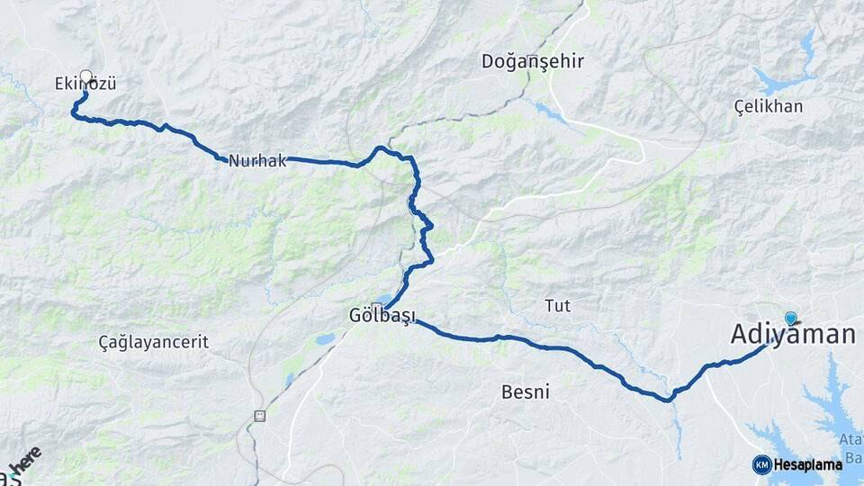 Adıyaman Ekinözü Kahramanmaraş Arası Kaç Km - Yol Haritası