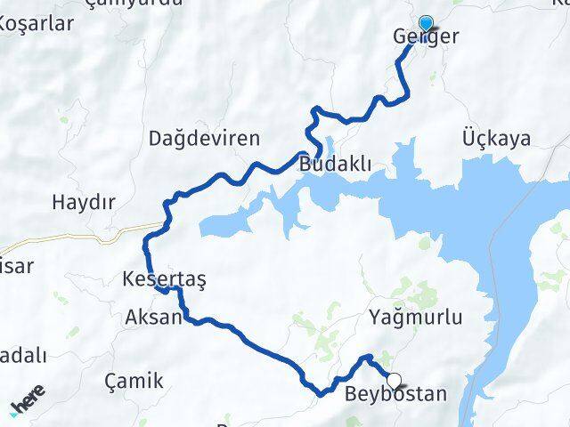 Adıyaman Gerger Beybostan Gerger Arası Kaç Km - Yol Haritası