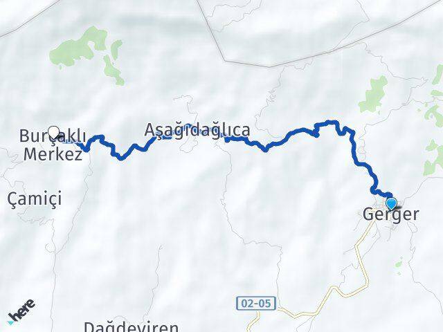 Adıyaman Gerger Burçaklı Gerger Arası Kaç Km - Yol Haritası