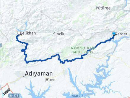 Adıyaman Gerger Çelikhan Arası Kaç Km - Yol Haritası