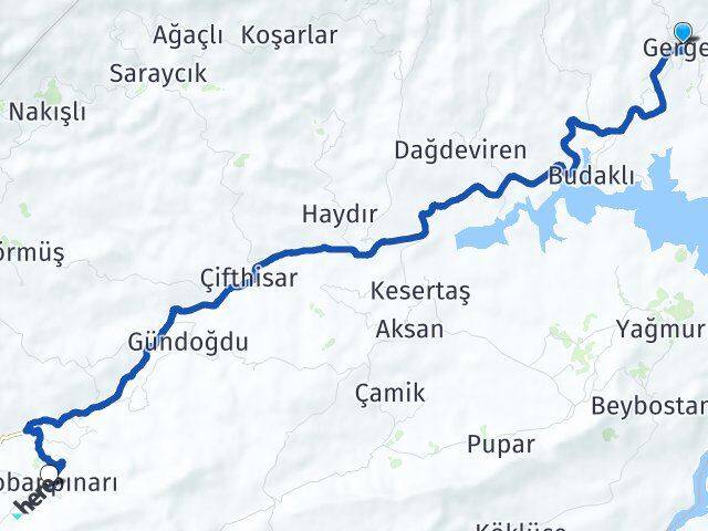 Adıyaman Gerger Çobanpınarı Gerger Arası Kaç Km - Yol Haritası