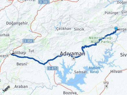 Adıyaman Gerger Gölbaşı Arası Kaç Km - Yol Haritası