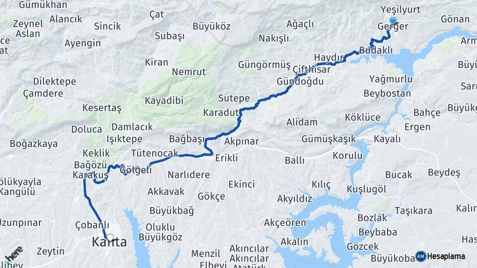 Adıyaman Gerger Kahta Arası Kaç Km - Yol Haritası