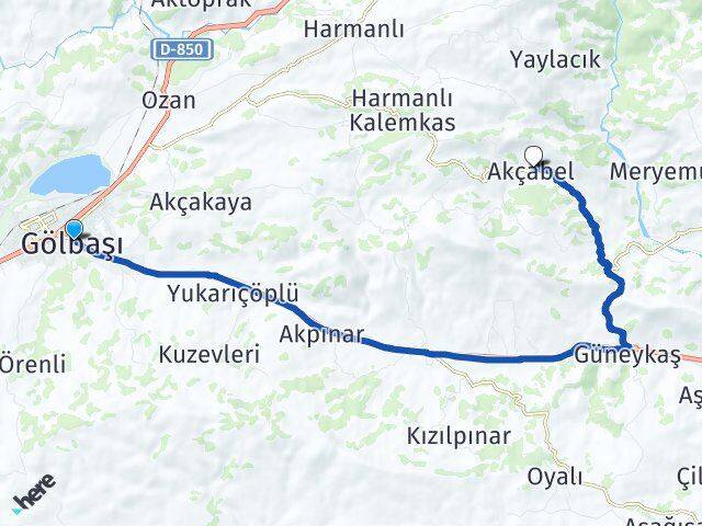 Adıyaman Gölbaşı Akçabel Gölbaşı Arası Kaç Km - Yol Haritası