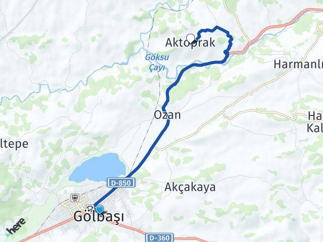 Adıyaman Gölbaşı Aktoprak Gölbaşı Arası Kaç Km - Yol Haritası