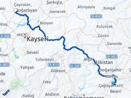 Adıyaman Gölbaşı Boğazlıyan Yozgat Arası Kaç Km - Yol Haritası