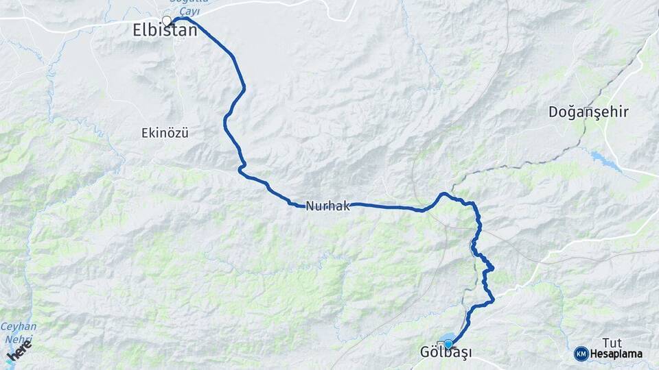Adıyaman Gölbaşı Elbistan Kahramanmaraş Arası Kaç Km - Yol Haritası