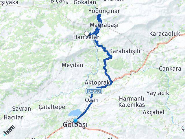 Adıyaman Gölbaşı Hamzalar Gölbaşı Arası Kaç Km - Yol Haritası