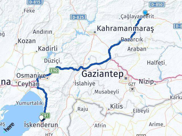 Adıyaman Gölbaşı İskenderun Hatay Arası Kaç Km - Yol Haritası
