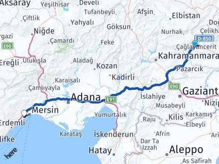 Adıyaman Gölbaşı Kaleköy Mezitli Mersin Arası Kaç Km - Yol Haritası