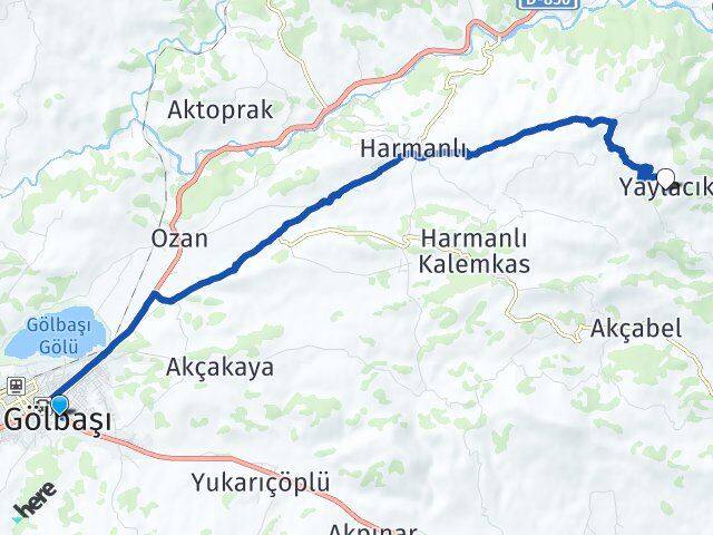 Adıyaman Gölbaşı Yaylacık Gölbaşı Arası Kaç Km - Yol Haritası