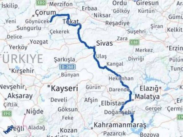 Adıyaman Göynücek Amasya Arası Kaç Km - Yol Haritası