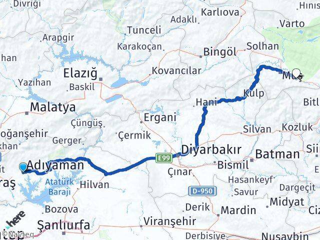 Adıyaman Hasköy Muş Arası Kaç Km - Yol Haritası