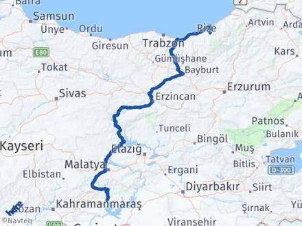 Adıyaman Hemşin Rize Arası Kaç Km - Yol Haritası