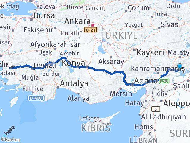 Adıyaman İncirliova Aydın Arası Kaç Km - Yol Haritası